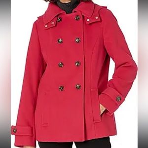Calvin Klein Women’s red double breasted pea coat